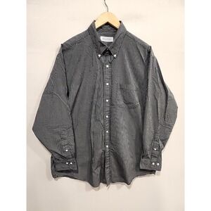 Brooks Brothers Button-down Dress Shirt Mens 17.5-34/35 Black/White‎ Long Sleeve